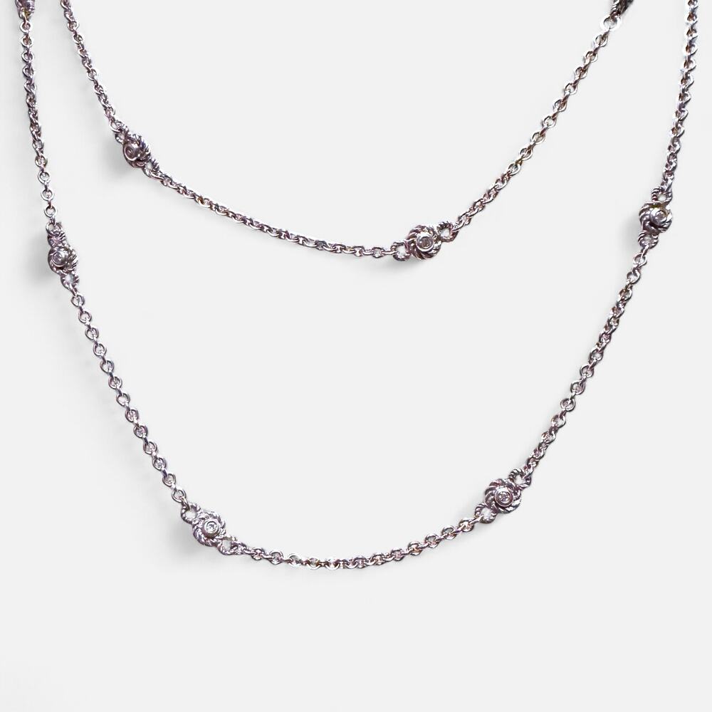 Judith Ripka Sterling Silver CZ 36" Station Necklace